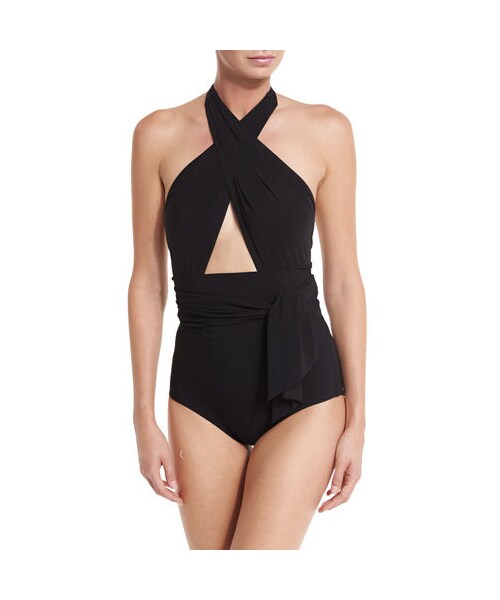 Karla Colletto(カーラコレット)の「Karla Colletto Prima Cross-Halter One-Piece Swimsuit(水着・レディース・Black・14)」の1枚目の写真