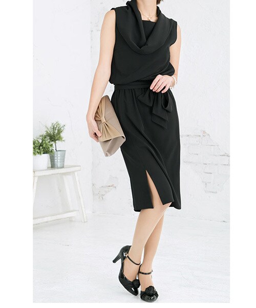 FayMay（フェイメイ）の「オフタートルネックワンピース（ドレス・レディース・ネイビー/ブラック/ベージュ・S/M）」の2枚目の写真