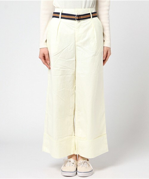 archives（アルシーヴ）の「【ラインベルト付】センタープレスワイドパンツ（その他パンツ・レディース・オフホワイト/ベージュ/ネイビー・MEDIUM）」の4枚目の写真