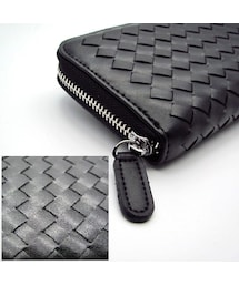 ☆美品☆Nathally☆ナタリー☆編み込みレザー☆ブラック☆長財布☆ JAPAN FACTORY 長財布 メンズ 栃木レザー L字ファスナー 財布