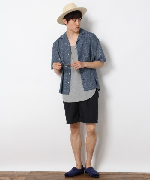 RAGEBLUE（レイジブルー）の「幾何学柄オープンカラーシャツ（トップス・ホワイト/ネイビー）」の11枚目の写真