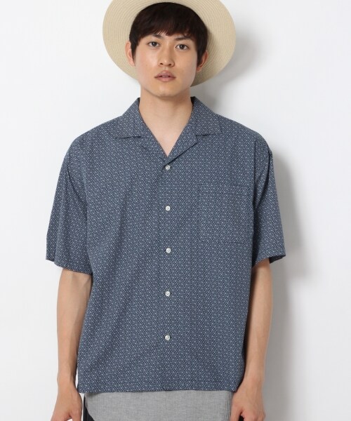 RAGEBLUE（レイジブルー）の「幾何学柄オープンカラーシャツ（トップス・ホワイト/ネイビー）」の12枚目の写真