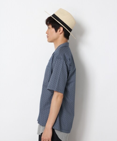 RAGEBLUE（レイジブルー）の「幾何学柄オープンカラーシャツ（トップス・ホワイト/ネイビー）」の4枚目の写真
