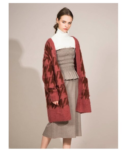 Mila Owen（ミラオーウェン）の「千鳥柄コクーンニットカーディガン