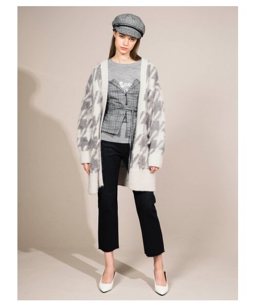 Mila Owen（ミラオーウェン）の「千鳥柄コクーンニットカーディガン