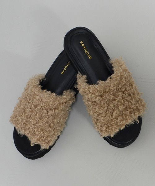 archives（アルシーヴ）の「プードルファーサンダル（サンダル・レディース・グレー/ベージュ・MEDIUM/LARGE）」の9枚目の写真