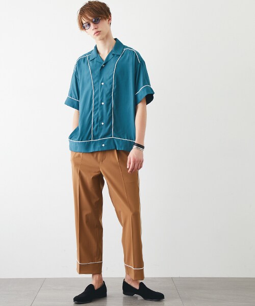 KIIT（キート）の「【6/17入荷予定】オープンカラーパイピングSH（その他・メンズ・BLK/GRN・1/2）」の4枚目の写真