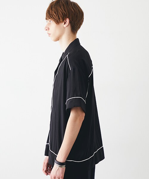 KIIT（キート）の「【6/17入荷予定】オープンカラーパイピングSH（その他・メンズ・BLK/GRN・1/2）」の6枚目の写真
