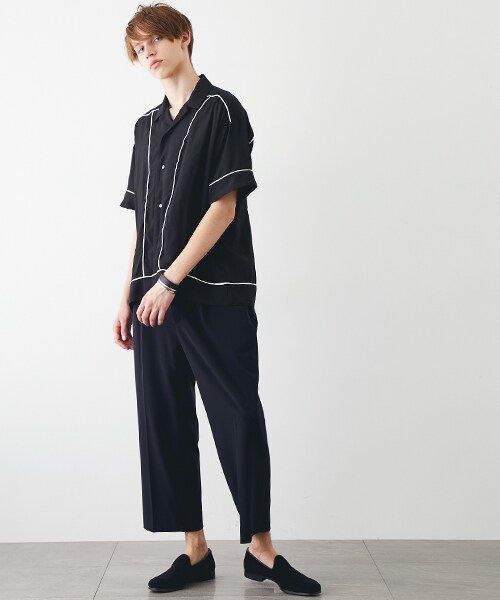 KIIT（キート）の「【6/17入荷予定】オープンカラーパイピングSH（その他・メンズ・BLK/GRN・1/2）」の10枚目の写真