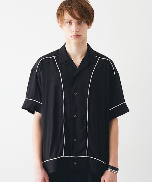 KIIT（キート）の「【6/17入荷予定】オープンカラーパイピングSH（その他・メンズ・BLK/GRN・1/2）」の5枚目の写真