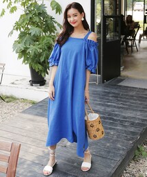 DHOLIC | パフスリーブストラップオフショルダ―ワンピース(ワンピース)