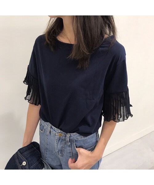 copine（コピン）の「プリーツ切り替えフレアスリーブトップス（3color）【クリックポスト対象商品】（Tシャツ/カットソー・レディース・その他）」の3枚目の写真