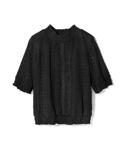 GRL（グレイル）の「ハイネックレーストップス（シャツ/ブラウス・レディース・ネイビー/ブラック/オフホワイト・M）」の2枚目の写真