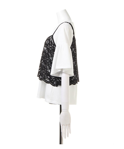 INGNI(イング)の「レースキャミ+フレア袖Tシャツ/SET(トップス・レディース・オフホワイト/ボーダー/クロ/ローズピンク/マスタード・M)」の10枚目の写真