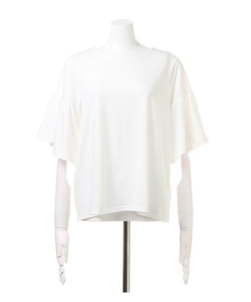 INGNI(イング)の「レースキャミ+フレア袖Tシャツ/SET(トップス・レディース・オフホワイト/ボーダー/クロ/ローズピンク/マスタード・M)」の7枚目の写真