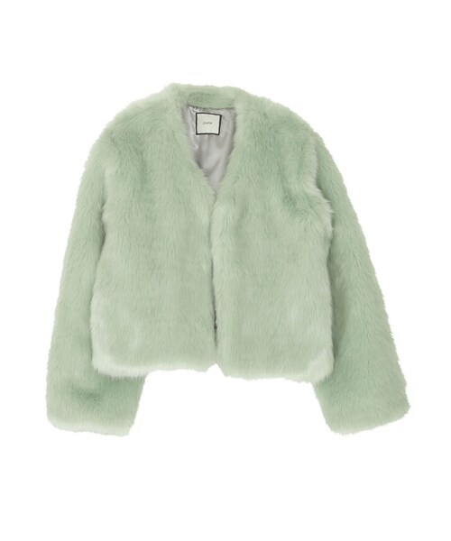 jouetie（ジュエティ）の「ショートファーコート（ジャケット/アウター・レディース・ブラック/レッド/ミントグリーン）」の2枚目の写真