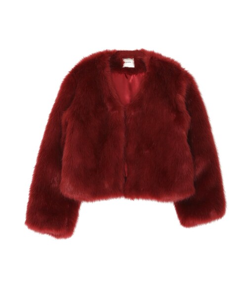 jouetie（ジュエティ）の「ショートファーコート（ジャケット/アウター・レディース・ブラック/レッド/ミントグリーン）」の3枚目の写真