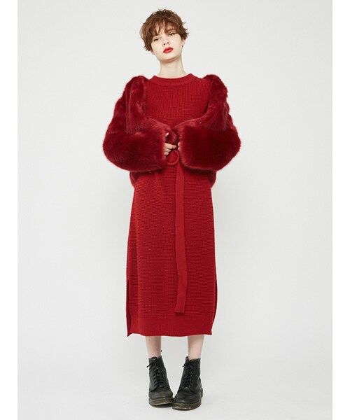 jouetie（ジュエティ）の「ショートファーコート（ジャケット/アウター・レディース・ブラック/レッド/ミントグリーン）」の6枚目の写真