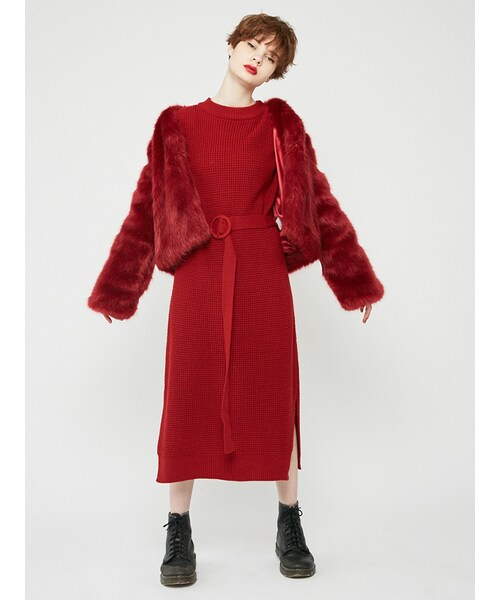 jouetie（ジュエティ）の「ショートファーコート（ジャケット/アウター・レディース・ブラック/レッド/ミントグリーン）」の4枚目の写真