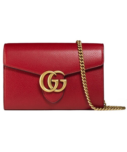 GUCCI(グッチ)の「GG Marmont leather mini chain bag(クラッチバッグ・レディース・black leather/red leather)」の2枚目の写真