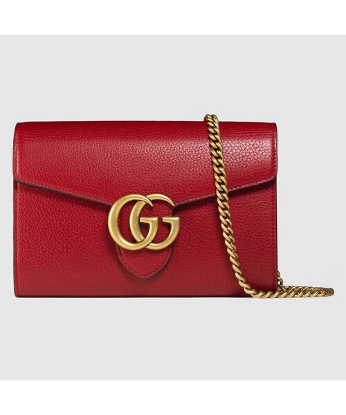 GUCCI(グッチ)の「GG Marmont leather mini chain bag(クラッチバッグ・レディース・black leather/red leather)」の6枚目の写真