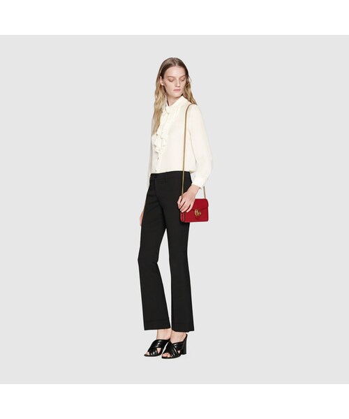 GUCCI(グッチ)の「GG Marmont leather mini chain bag(クラッチバッグ・レディース・black leather/red leather)」の9枚目の写真