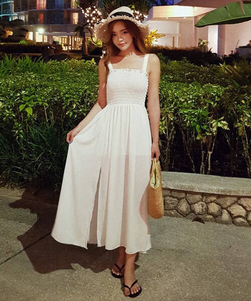 DHOLIC（ディーホリック）の「シャーリングスリーブレスロングワンピース（ワンピース・レディース・FREE）」の2枚目の写真