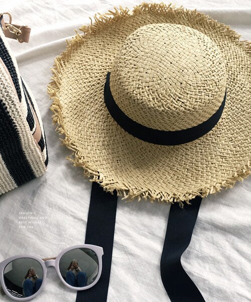 DHOLIC（ディーホリック）の「2TYPEロングストラップペーパーヤーンハット（ハット・レディース・ブラック/ホワイト）」の2枚目の写真