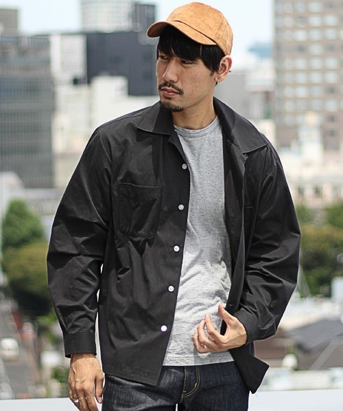 MIND BLOW（マインドブロウ）の「ブロードオープンカラーシャツ（開襟）（シャツ/ブラウス・メンズ・ホワイト/ブラック/ネイビー・S/M/L）」の2枚目の写真