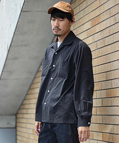 MIND BLOW（マインドブロウ）の「ブロードオープンカラーシャツ（開襟）（シャツ/ブラウス・メンズ・ホワイト/ブラック/ネイビー・S/M/L）」の6枚目の写真