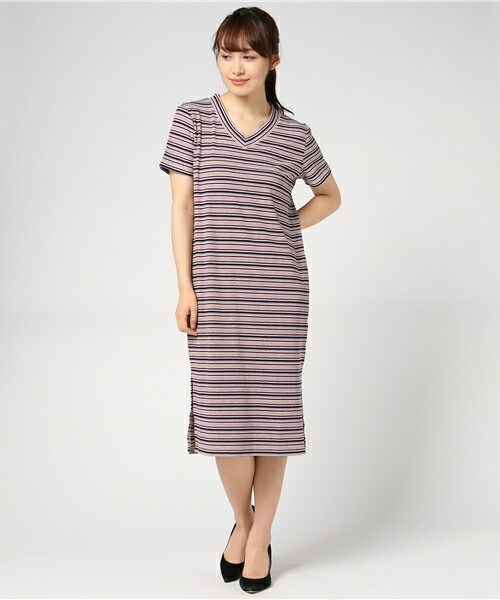 archives（アルシーヴ）の「ボーダーワンピース（ワンピース・レディース・グレー/ベージュ/ネイビー・MEDIUM）」の2枚目の写真