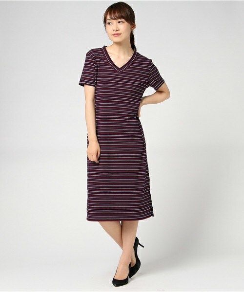 archives（アルシーヴ）の「ボーダーワンピース（ワンピース・レディース・グレー/ベージュ/ネイビー・MEDIUM）」の3枚目の写真