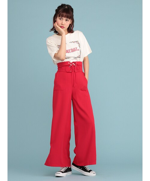 jouetie（ジュエティ）の「コルセットワイドパンツ（パンツ・レディース・ブラック/レッド/ピンク/ベージュ）」の11枚目の写真