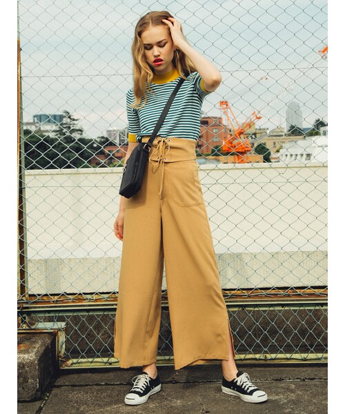 jouetie（ジュエティ）の「コルセットワイドパンツ（パンツ・レディース・ブラック/レッド/ピンク/ベージュ）」の7枚目の写真