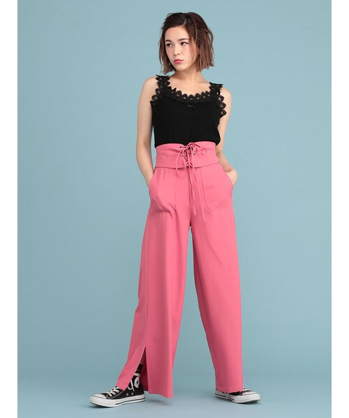 jouetie（ジュエティ）の「コルセットワイドパンツ（パンツ・レディース・ブラック/レッド/ピンク/ベージュ）」の9枚目の写真