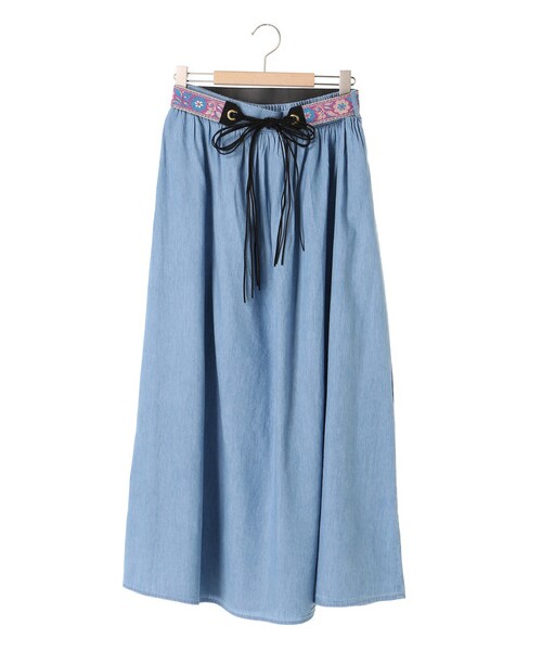 Green　Parks（グリーンパークス）の「【Special Price】sugar spoon ・チロリアンベルト付デニムスカート（スカート・サックスブルー/ネイビー・F）」の7枚目の写真