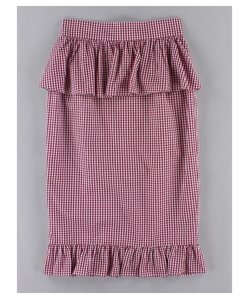 E hyphen world gallery Bon Bon（イーハイフンワールドギャラリーボンボン）の「・ギンガムチェックフリルぺプラムスカート（スカート・ブラック/レッド/ギンガムチェック・S/M）」の7枚目の写真