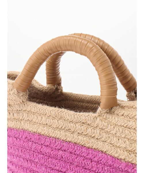 koe（コエ）の「麻バゲットラウンド手提げ（財布/小物・レディース・オフホワイト/ピンク/グリーン・F）」の7枚目の写真