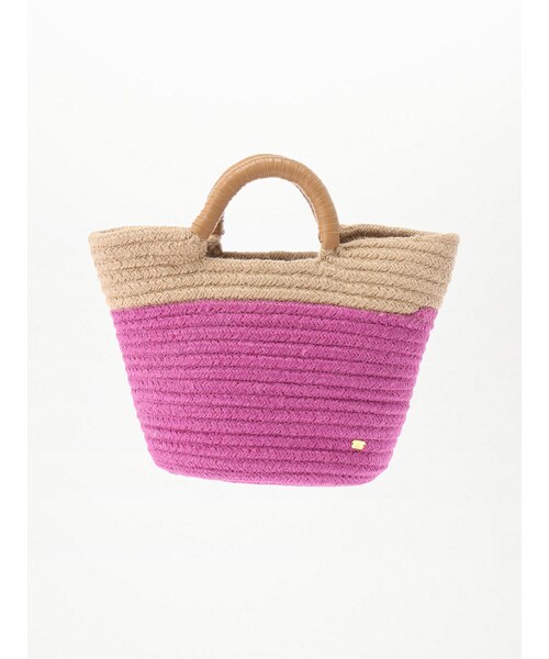 koe（コエ）の「麻バゲットラウンド手提げ（財布/小物・レディース・オフホワイト/ピンク/グリーン・F）」の3枚目の写真