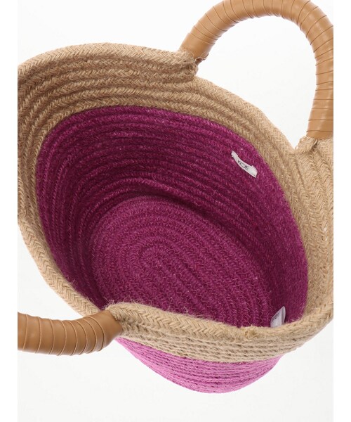 koe（コエ）の「麻バゲットラウンド手提げ（財布/小物・レディース・オフホワイト/ピンク/グリーン・F）」の10枚目の写真