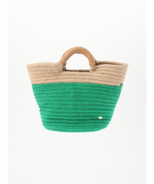 koe（コエ）の「麻バゲットラウンド手提げ（財布/小物・レディース・オフホワイト/ピンク/グリーン・F）」の2枚目の写真