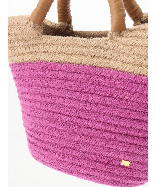 koe（コエ）の「麻バゲットラウンド手提げ（財布/小物・レディース・オフホワイト/ピンク/グリーン・F）」の8枚目の写真