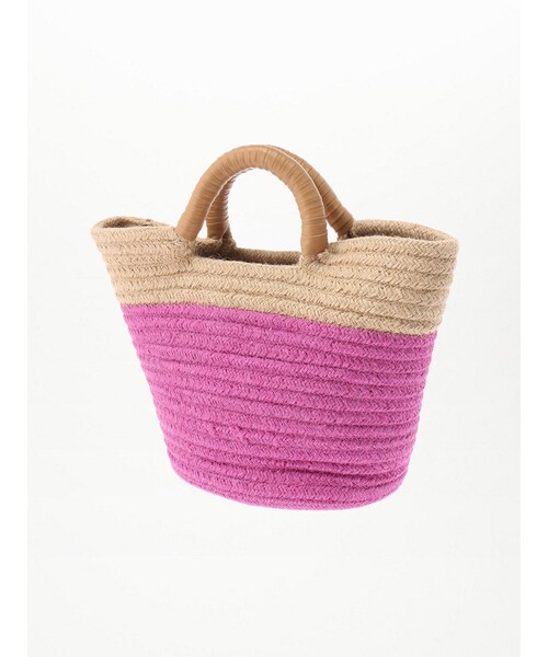 koe（コエ）の「麻バゲットラウンド手提げ（財布/小物・レディース・オフホワイト/ピンク/グリーン・F）」の5枚目の写真
