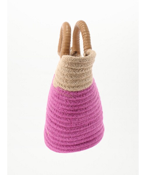 koe（コエ）の「麻バゲットラウンド手提げ（財布/小物・レディース・オフホワイト/ピンク/グリーン・F）」の6枚目の写真