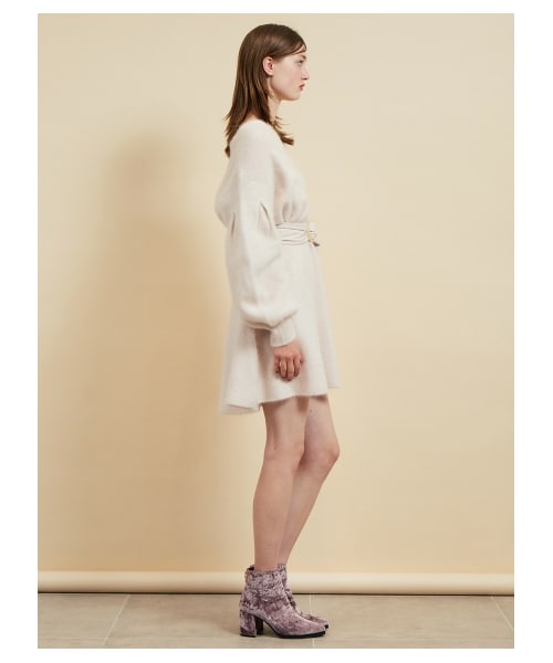 SNIDEL（スナイデル）の「ベルティッドファーライクニットワンピース  