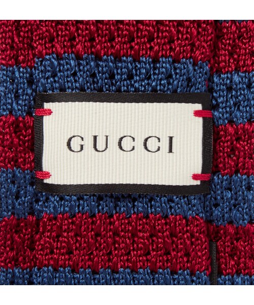 GUCCI（グッチ）の「Gucci UFO-Appliquéd Striped Knitted Silk Tie 