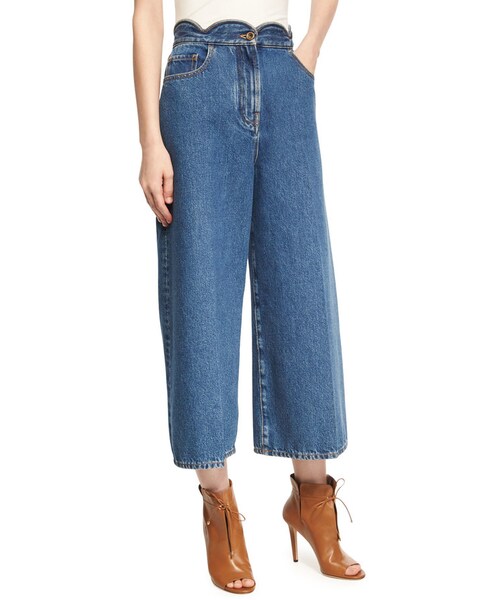 パンツ VALENTINO CROPED DENIM TROUSERS size48 VALENTINO（ヴァレンティノ）の「Valentino Scalloped High-Waist
