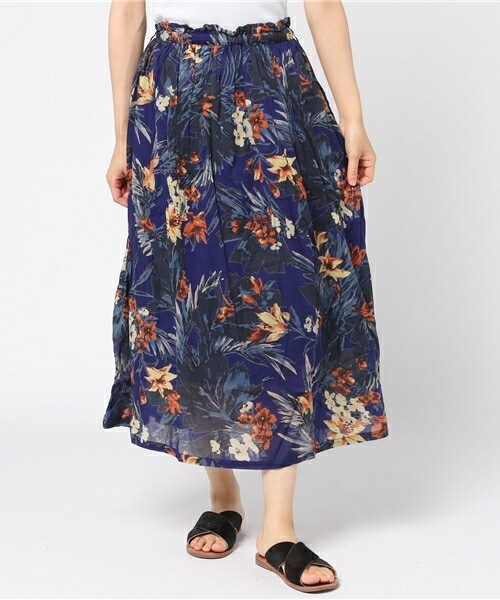 archives（アルシーヴ）の「コットンボイルプリントスカート（スカート・レディース・オフホワイト/ネイビー/ワイン・MEDIUM）」の2枚目の写真