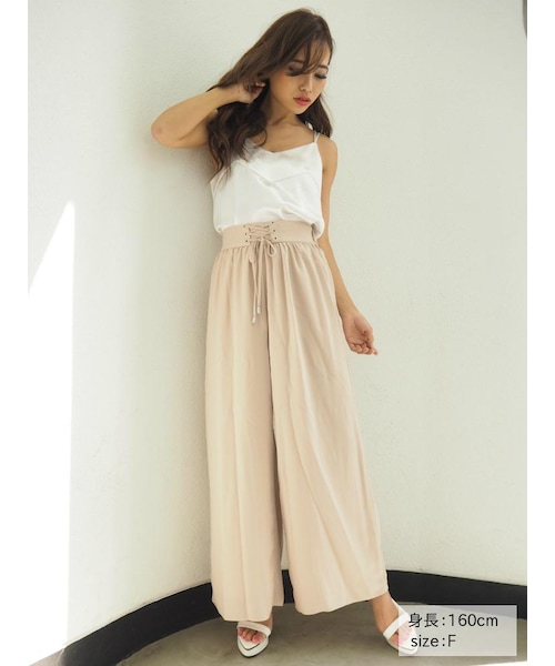 RESEXXY（リゼクシー）の「レースアップワイドパンツ（パンツ・レディース・ブラック/ピンク/ベージュ・F）」の6枚目の写真