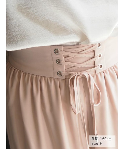 RESEXXY（リゼクシー）の「レースアップワイドパンツ（パンツ・レディース・ブラック/ピンク/ベージュ・F）」の9枚目の写真